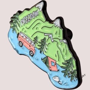 3/$12 NEW - Vintage Style VW Camper "Freedom" Enamel Pin!